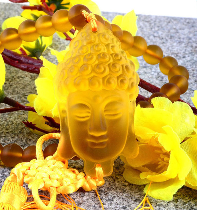 仿琉璃佛头汽车挂件 串珠如来佛像 佛头汽车挂件厂家直销