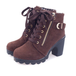 时尚坡跟女鞋 气质绒面系绳高跟鞋 休闲单鞋 女鞋子