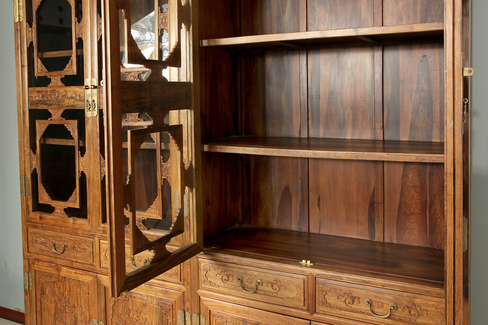 盘谷红木家具实木品质保证大气款檀香2组合书柜四件套
