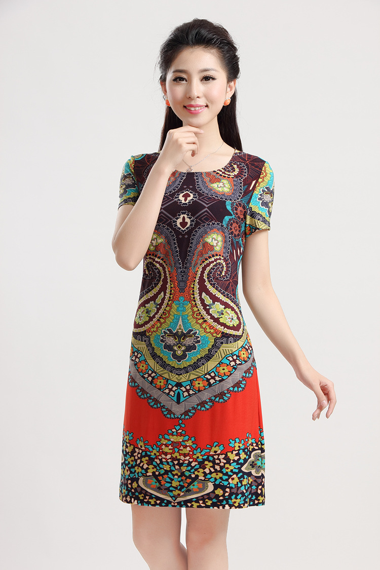 新款连衣裙 民族风连衣裙 时尚中年女装 典雅气质女装批发