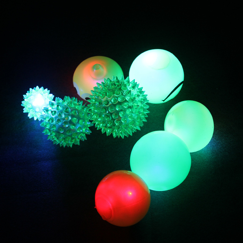 闪光弹力球 混色发光多款发光弹力球 儿童七彩闪光弹力球