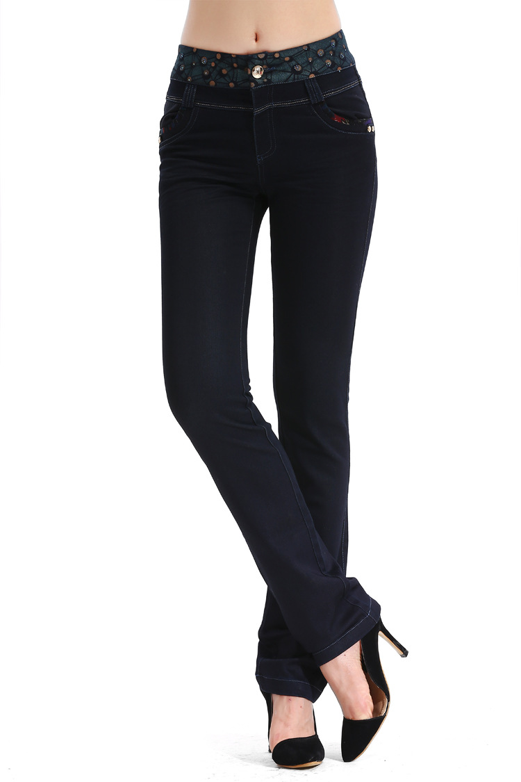 【依玺美】株洲品牌女裤厂家 女式牛仔裤批发 新款牛仔裤女长裤