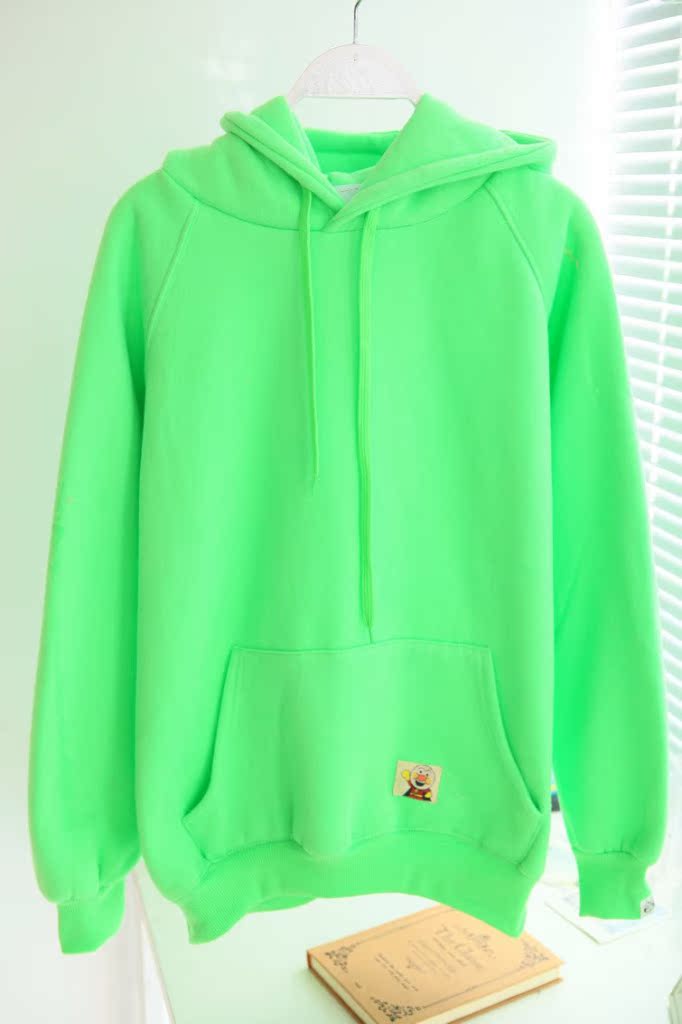 2013新款 秋装新品季韩版时尚插肩袖连帽卫衣 荧光色381910-「女式卫