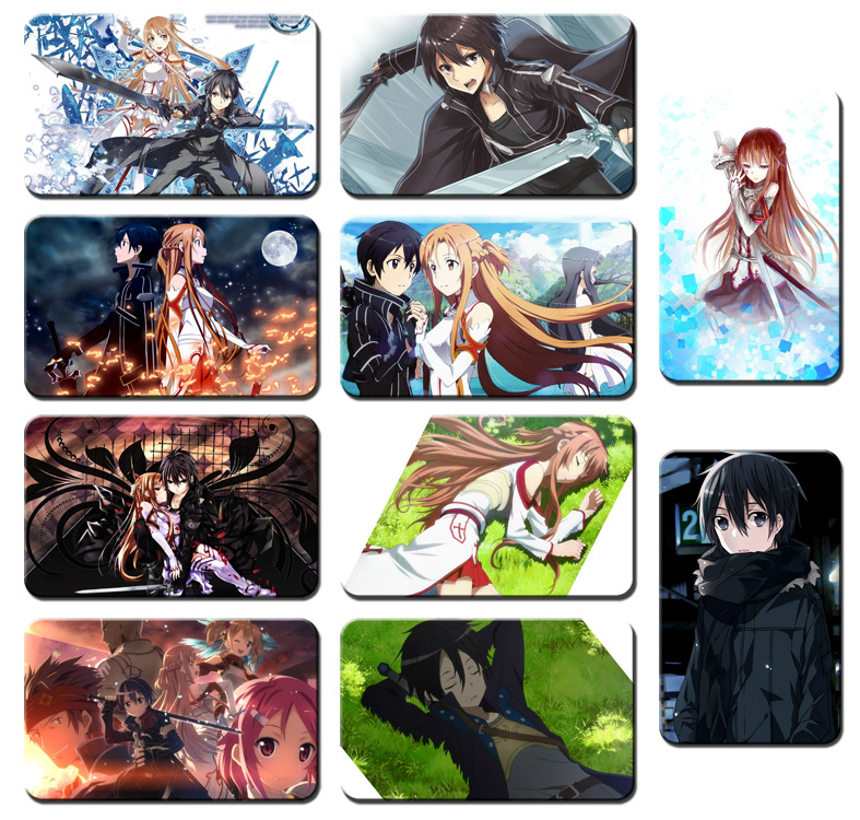 动漫刀剑神域/桐谷和人/亚丝娜/水晶卡贴/收藏/动漫周边/卡贴纸