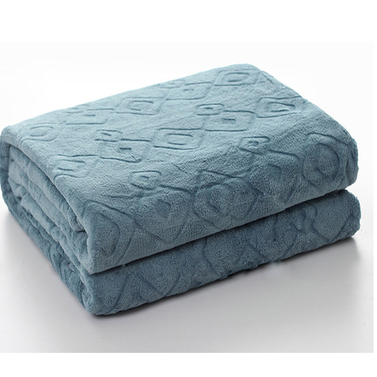 绍兴厂家专业定做纯色压花珊瑚绒床毯 加厚保暖毯子绒毯