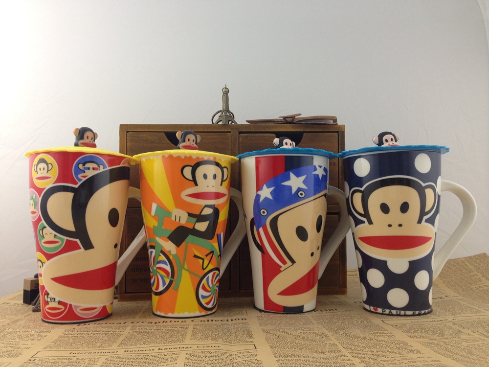 大嘴猴陶瓷杯 大水杯 大容量马克杯 配高吸力魔术盖 陶瓷杯子批发