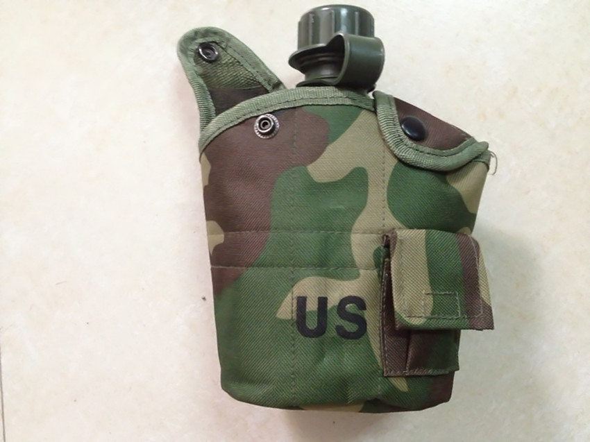 us水壶 美军式1升高分子军用水壶套装 带铝饭盒 保暖水套10色