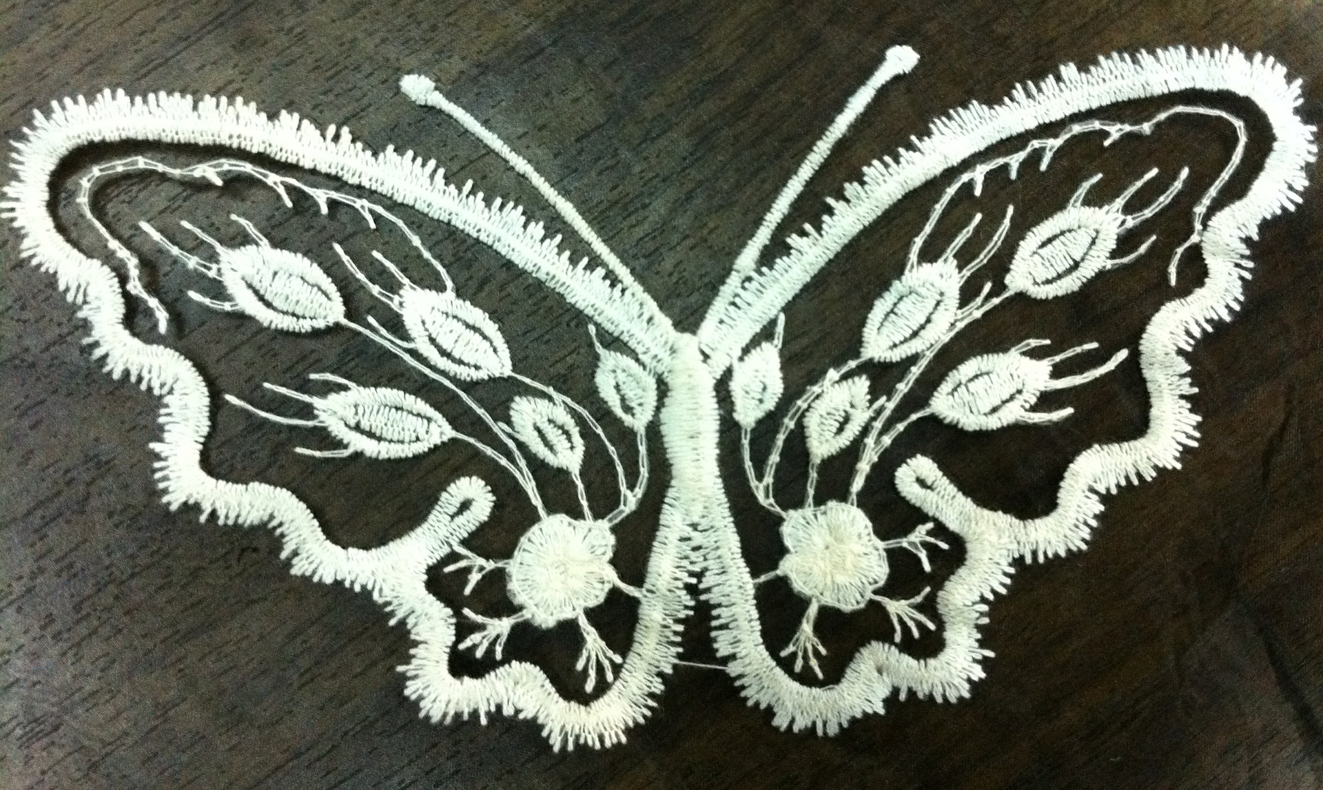 线绣蝴蝶裁片绣花面料盘带绣花三合一绣花