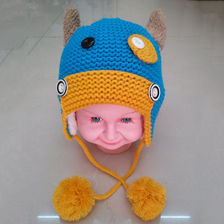 2013新款 可爱 卡通 小犄角 毛线帽子 保暖帽 厂家直销