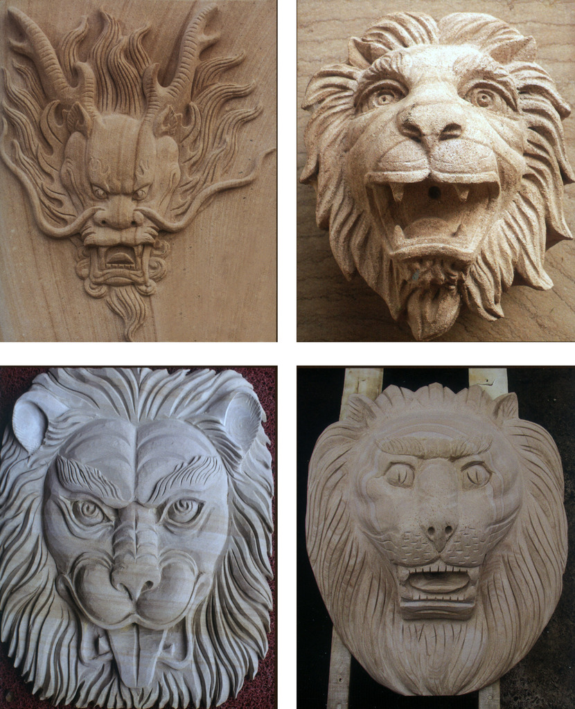 石雕工艺品,石材雕刻,狮子头
