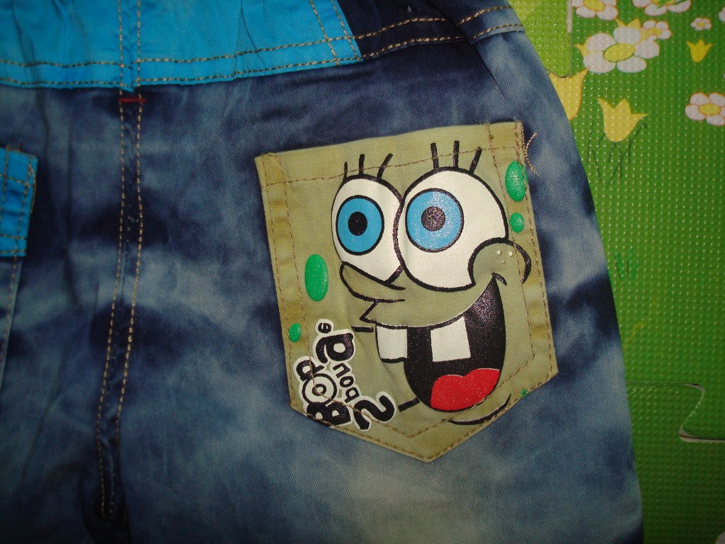 海绵宝宝印花 时尚口袋童裤 童装牛仔短裤