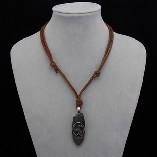 黑旋风飞镖吊坠皮项链 长度可调街头非主流项链 男士复古休闲饰品