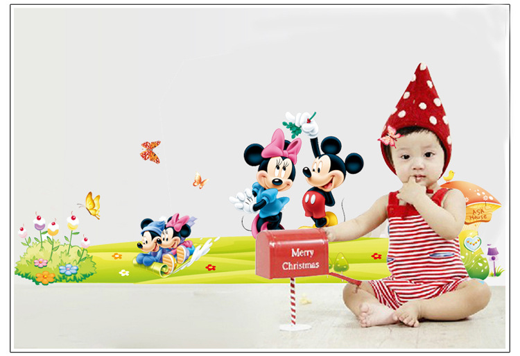 速卖通墙贴三代可移除墙贴 儿童房幼儿园装饰米妮米奇贴纸df5086图片
