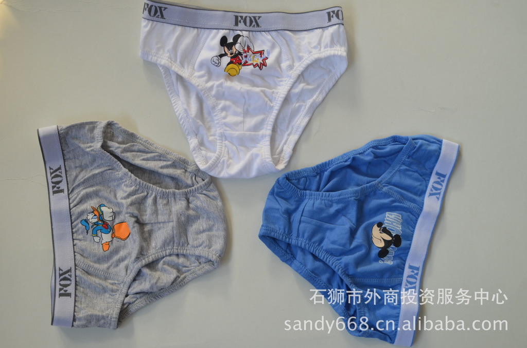 儿童内裤批发 外贸原单迪士尼米奇男童纯棉三角内裤 松紧腰头内裤