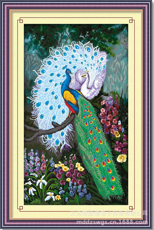 5d钻石画十字绣 5d008 绿光森林 diy钻石画厂家 钻石画批发 孔雀