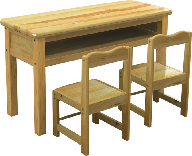 【大量供应幼儿园家具橡木材质课桌两人台】价格,厂家,图片,成套家具,