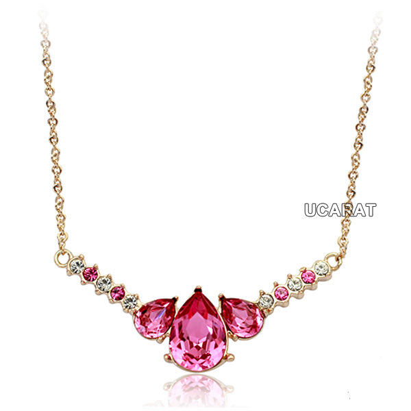 伊泰莲娜.丽晶 粉色水滴水晶项链 61611