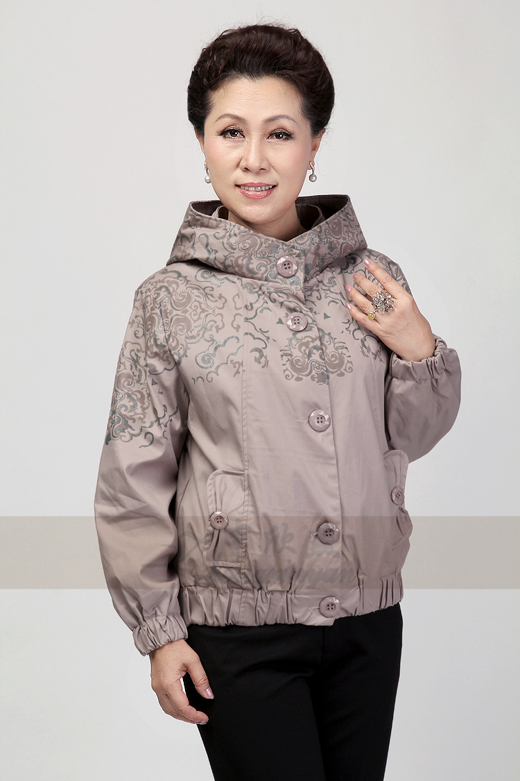 供应秋季新款中老年妈妈女装外套 中老年休闲女士外套连帽批发图片_24