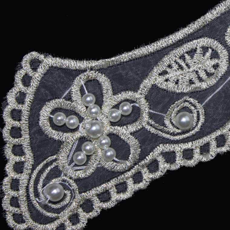 网纱钉珠 带钻手工绣制 服装领口假领图片_3