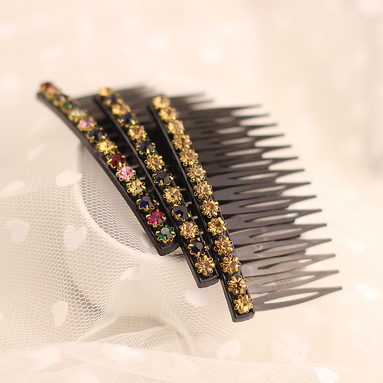 韩国发饰刘海发卡水钻插梳发梳留海梳 简单