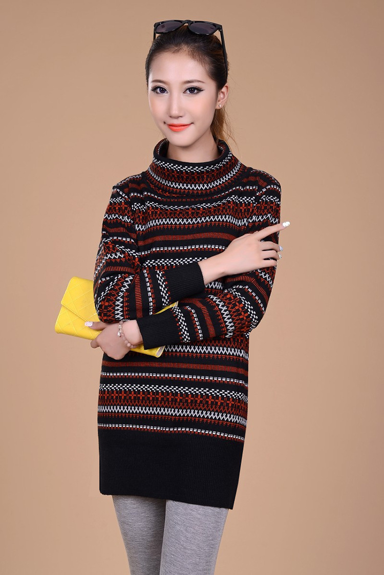2013秋冬季女装女式毛衣 韩版套头高领中长款针织毛衫 女一件代发