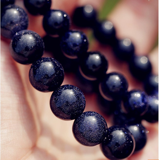 顺心水晶天然蓝砂石手链8-16mm 男女款都有 有助求财聚财 安神