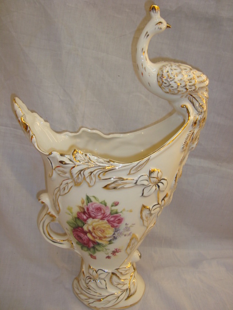 17寸花瓶花插 欧式 象牙瓷 做工仔细 纯手工描金 高档家居摆件