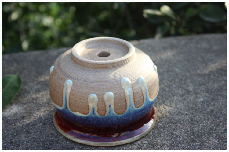 手工拉坯浸釉花盆 手工多肉花盆批发 窑变花盆批发 高温陶瓷花盆