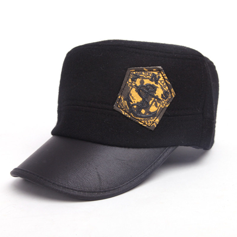 韩国秋冬季新款气质皮沿呢子平顶帽 潮款气质女士军帽帽子批发