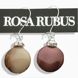 rosarubus 蛋黄石圆型 水钻 防过敏耳环耳夹 女