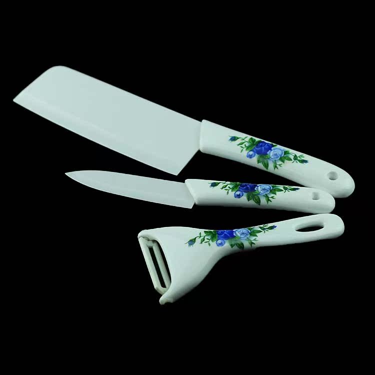 景德镇陶瓷刀 菜刀 水果刀 削皮刀 3件套 送礼盒批发 jxo011