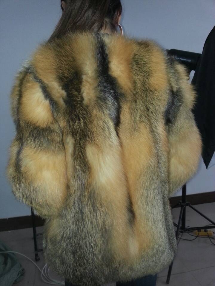 欧美新款进口金岛狐狸毛皮草外套 环保自然色狐狸毛皮草特价批发