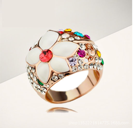 时尚 波西米亚 装饰花戒指 夸张指环