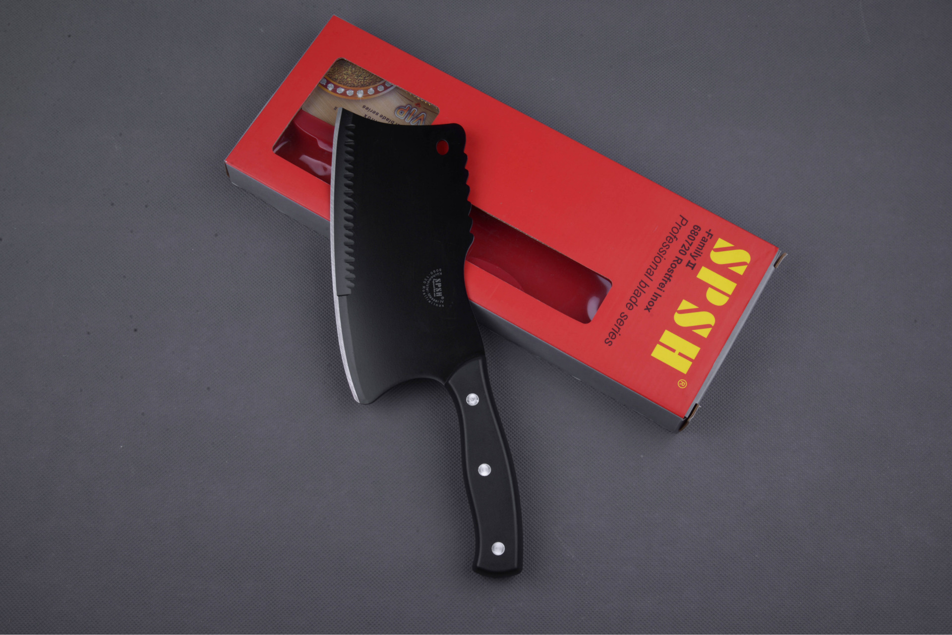 长期供应德国钨钢黑金刀270克 江湖地摊展销会货源 菜刀定制加工