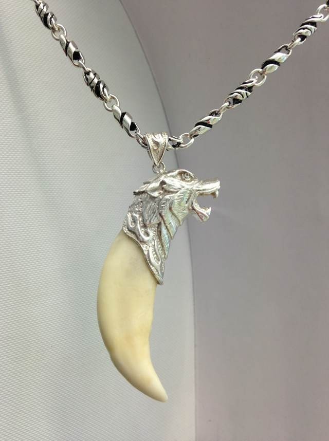 泰国银狼头吊坠 925银项链时尚精美款男士银饰品批发