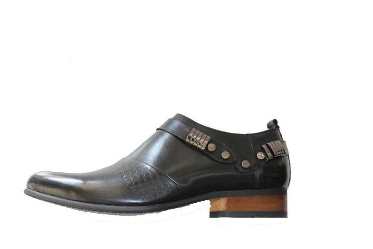 格纹印花牛仔短靴男 头层牛皮复合底trendiano皮鞋休闲男金属摇滚