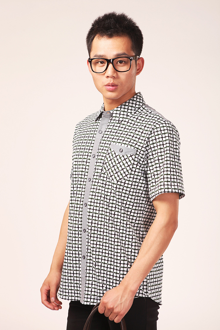 夏季中年 琴曼正品批发 男士格子条纹新款 超低价休闲衬衫9832