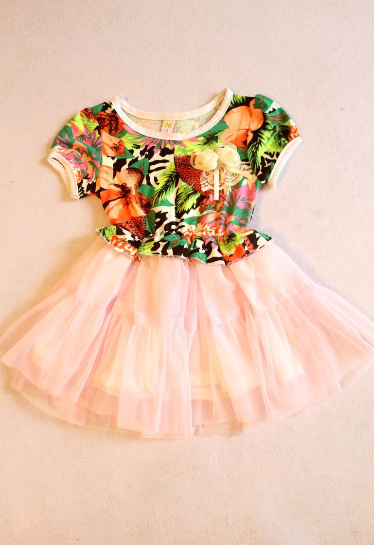 可爱花朵款女童连衣裙/蓬蓬裙,两色可选