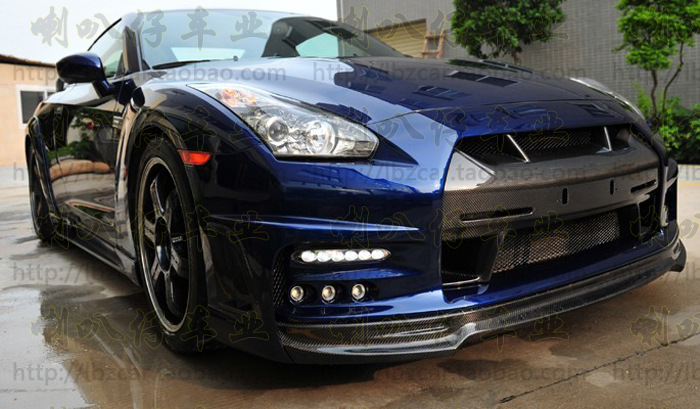 11-12款日产gtrr35改装大包围 前泵把出风口后唇裙脚 碳纤维中网