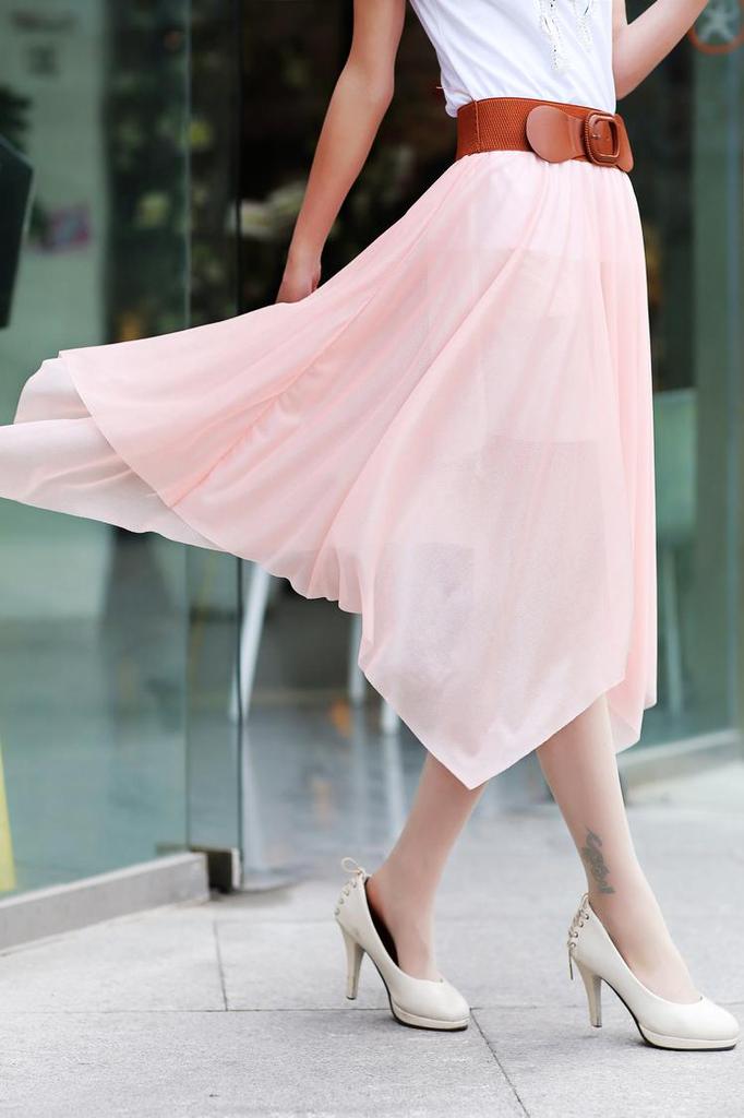 jx021新款波西米亚雪纺半身裙 不规则半身裙 雪纺裙图片_2