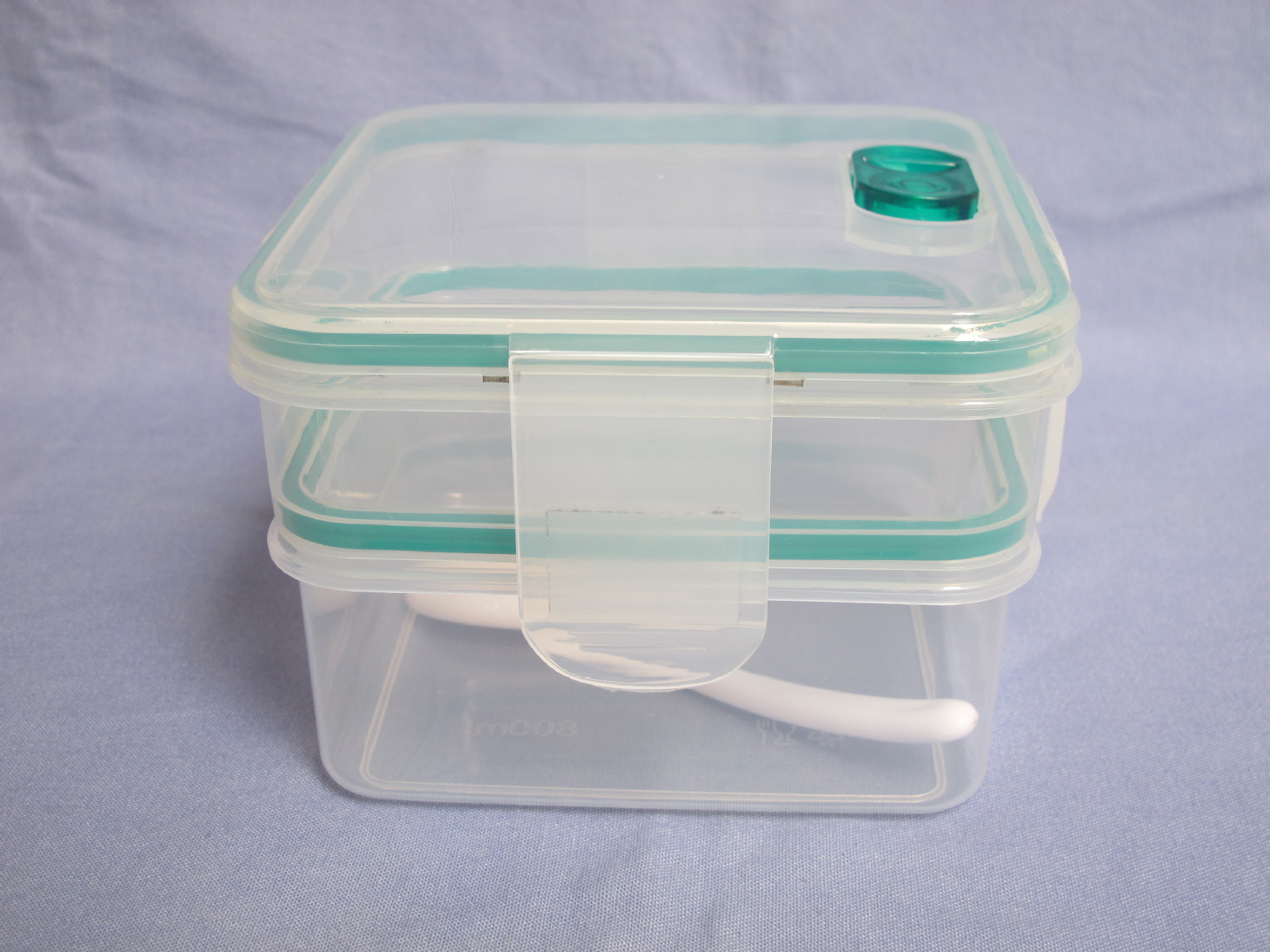 食品级pp塑料双层密封保鲜饭盒带气孔带扣微波密封餐盒二层便当盒图片
