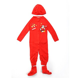低价清仓外贸原单红色宝宝贴身圆领纯棉可爱卡通套装爬服套装