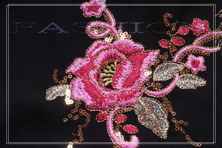 中老年宽松女装欧美高端精品凤凰金丝线刺绣真丝连衣裙q33908