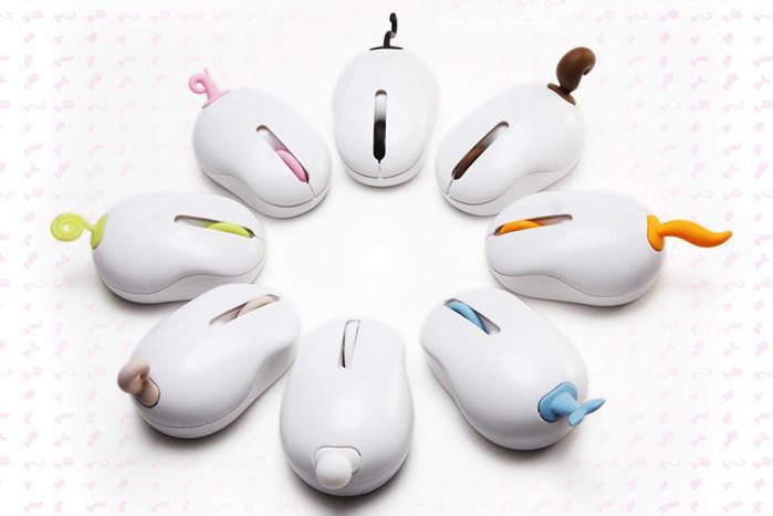 低价批发 迷你有趣可爱卡通 无线 动物尾巴usb 光电鼠标