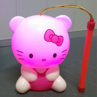 0876新年元宵中秋节庆小灯笼 卡通kt猫灯光音乐手提小灯笼