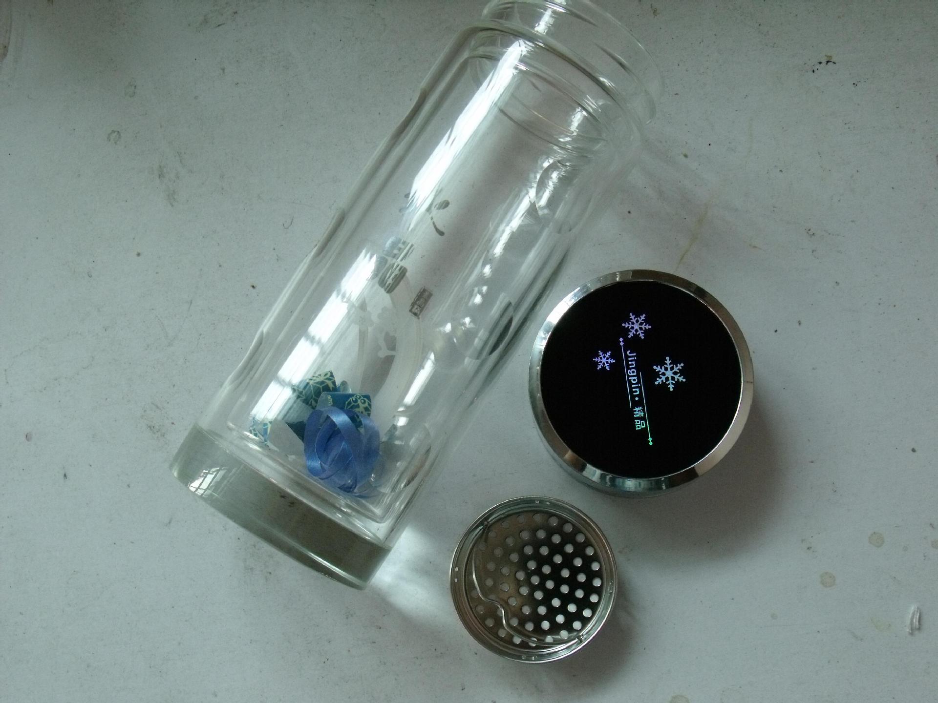 圆中双层玻璃杯一体方底水晶杯雪花盖(亏本处理)可印刷图案定做