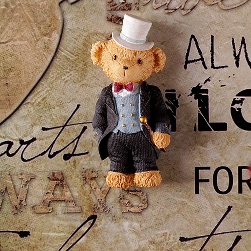 zakka杂货 泰迪熊冰箱贴 贵妇绅士熊树脂磁性贴 创意小熊电器贴