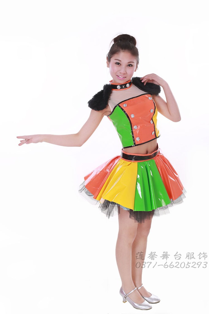 现代舞蹈皮裙 漆皮现代舞蹈演出服装图片_33