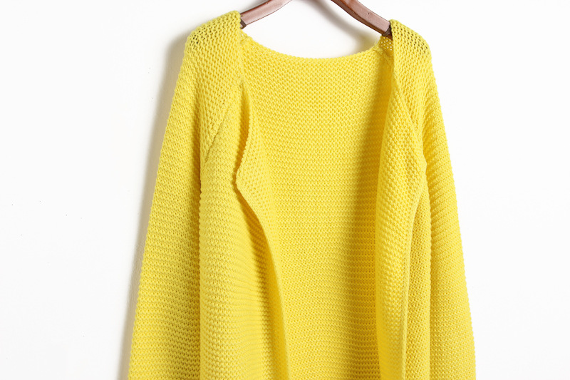 2013秋装韩国糖果色菠萝针织衫宽松系带中长款毛衣外套粗毛线开衫