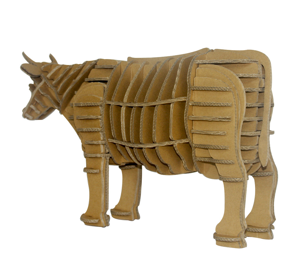 纸质3d立体拼图动物模型 益智玩具 十二生肖牛智力拼图